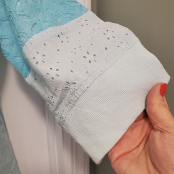 NWOT LOGO Lavish By Lori Goldstein Patchwork 3/4 Sleeve Lace Top Size 2X Ret $86 - Picture 11 of 12